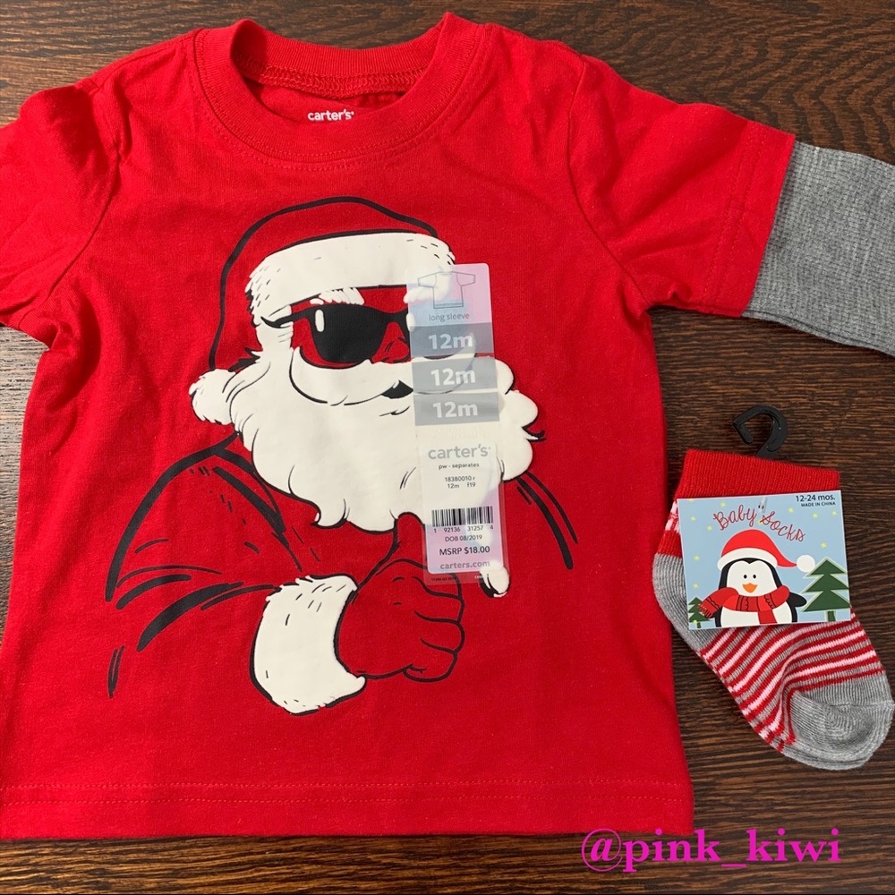 🆑 Carter’s Baby Boys Layered Look Santa Shirt